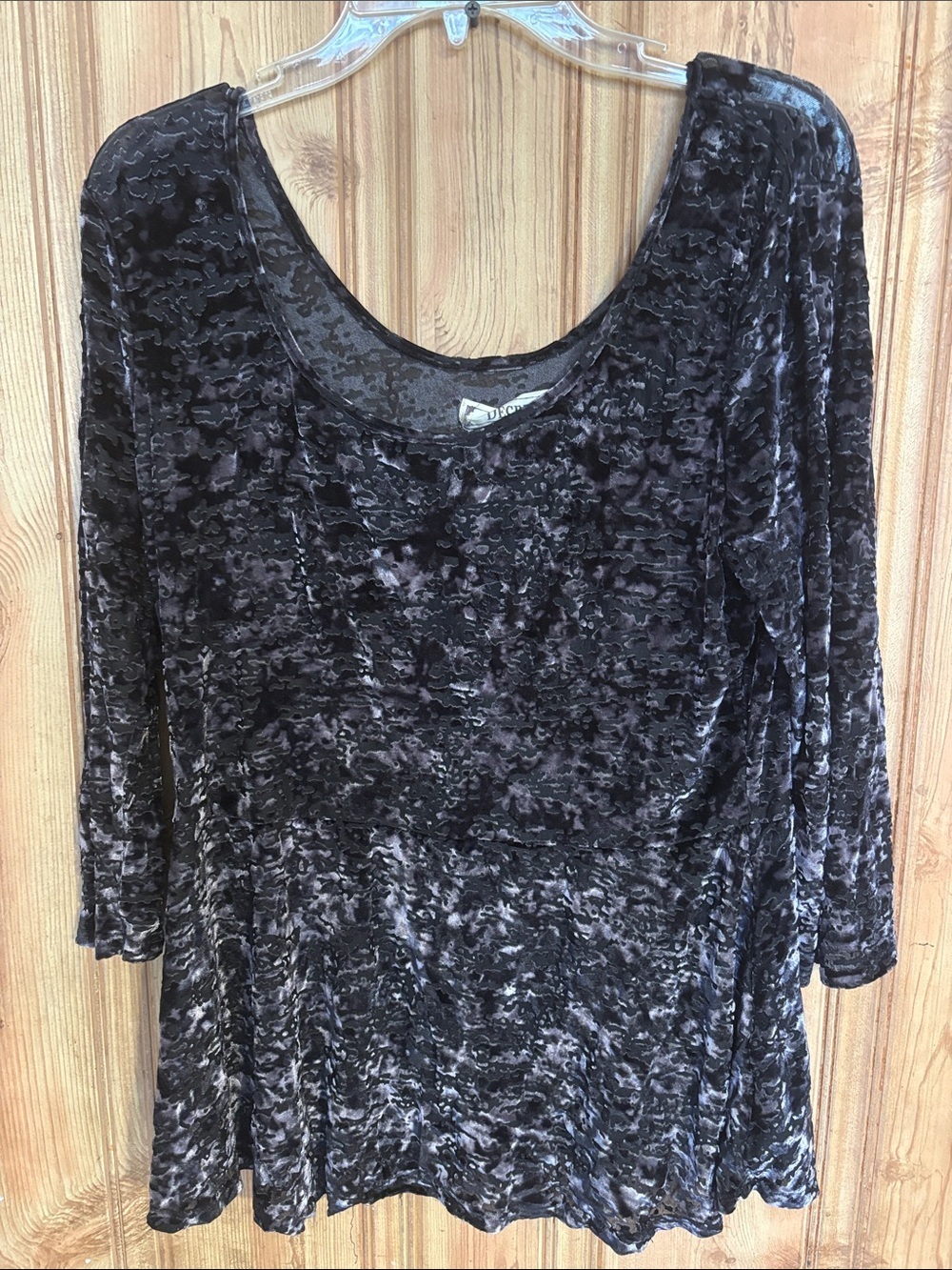 Vintage Decree Y2K Burnout Velvet Long Sleeve Babydoll Top